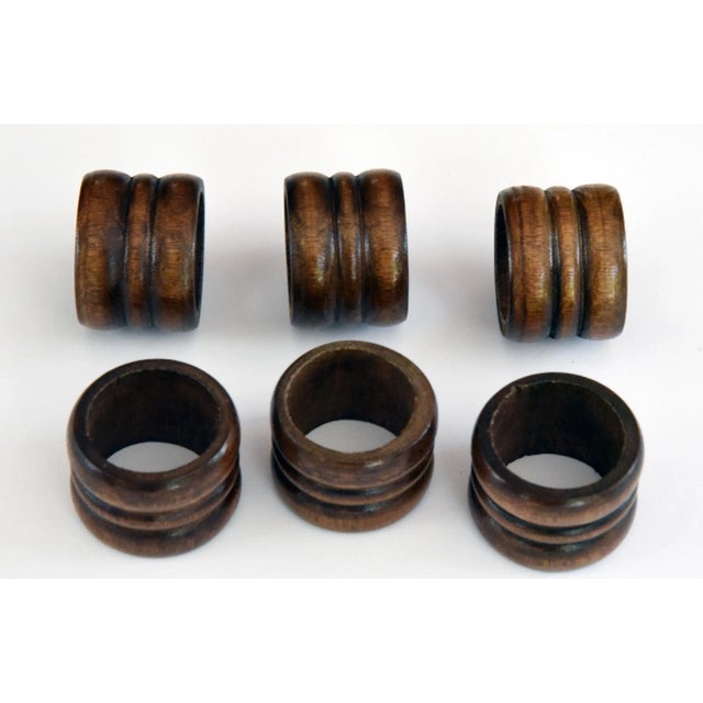 Set of 6 Vintage Turned Wood Napkin Rings Turned wood with beautiful wood grain. Perfect for tablescape décor. Never used....