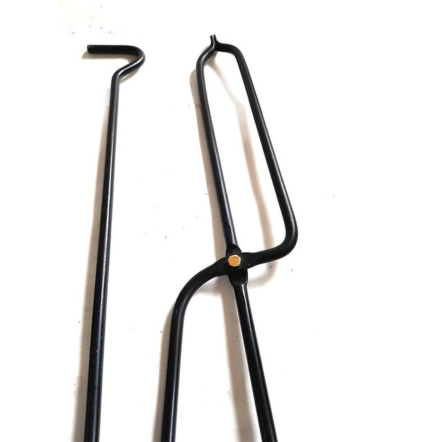 Mid-Century Italian Brass and Iron Fire Tools, Set of 3 For Sale - Image 5 of 6