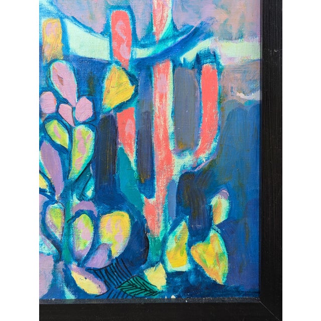 David Adickes "Crescent and Cactus" Modern Abstract Colorful Desert Night Landscape Painting, 1980's For Sale In Houston - Image 6 of 10