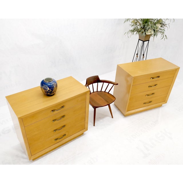 Pair Mid Century Modern Mahogany Twisted Solid Brass Pulls Bachelor Chests MINT For Sale - Image 6 of 14