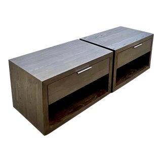 Vintage Contemporary Restoration Hardware Ebony Nightstands - a Pair For Sale