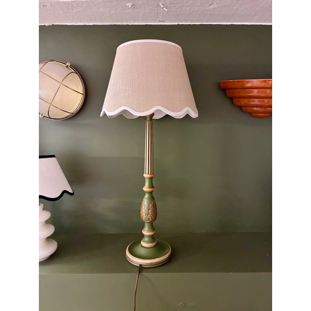 Vintage Cottage Lamp in Carved Wood, 1970 For Sale - Image 6 of 7