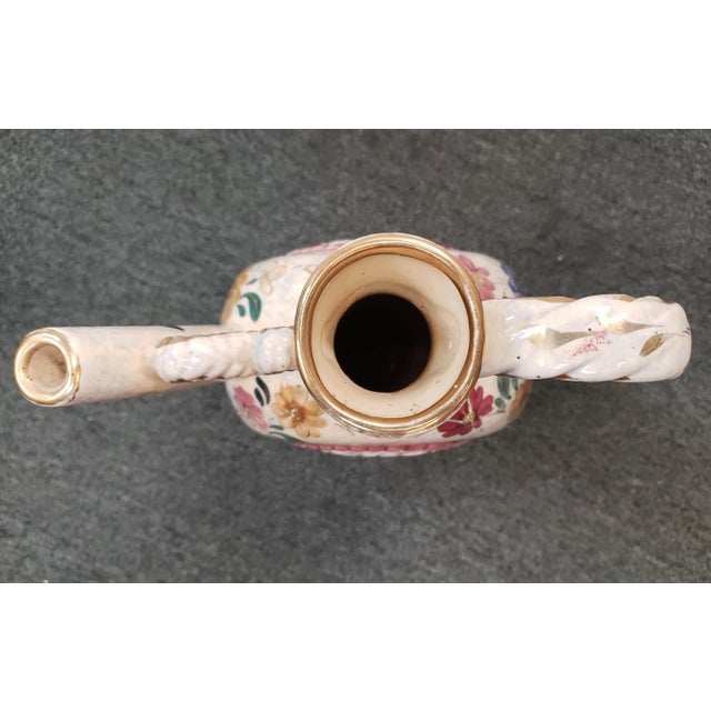 1920s Circa 1920 Belgian Art Deco Ceramic Gilded Floral Motifs Ewer For Sale - Image 5 of 7