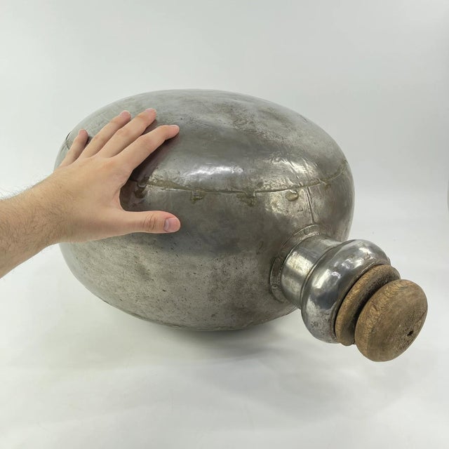 Wood Early 20th Century Huge Indian Metal Bottle MATTER COLLECTION For Sale - Image 7 of 10