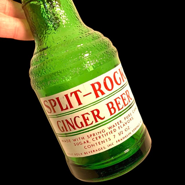 Mid-Century Modern 1960s Mid Century Split Rock Green Glass Ginger Beer Bottle For Sale - Image 3 of 9