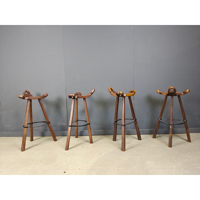 Mid-Century Modern Brutalist Bar Stools, 1960s, Set of 8 For Sale - Image 6 of 7