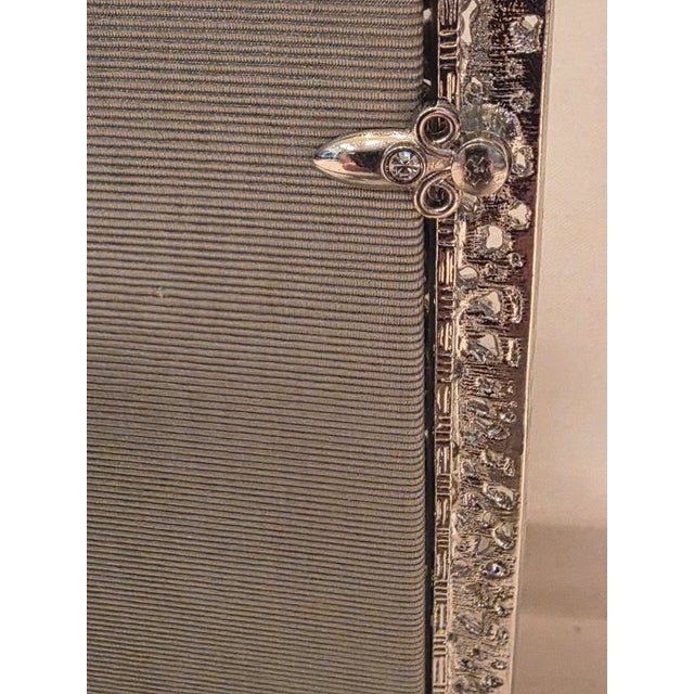 Metal Olivia Reigal Silvertone Rhinestone Picture Frame With Beveled Glass For Sale - Image 7 of 12