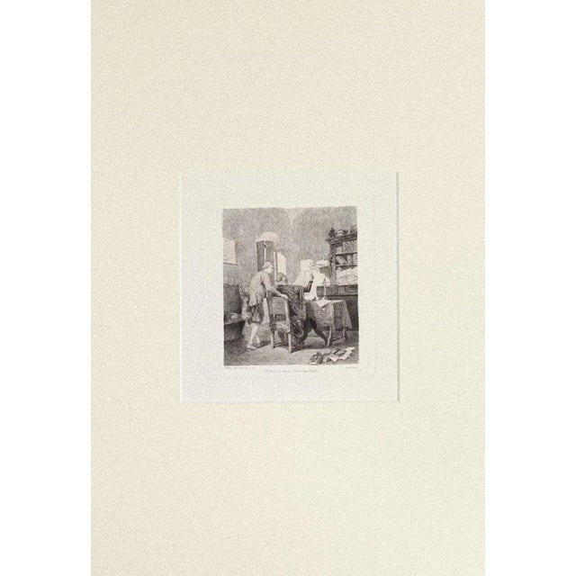 Renzo and Doctor is and original etching realized by Alessandro Balduino (Turin 1848-1891) in 1880 ca. Signed on the plate...