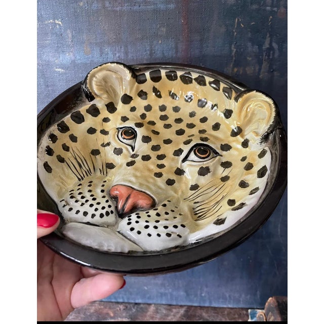 Ceramic Vintage Leopard Ceramic Relief Bowl For Sale - Image 7 of 8