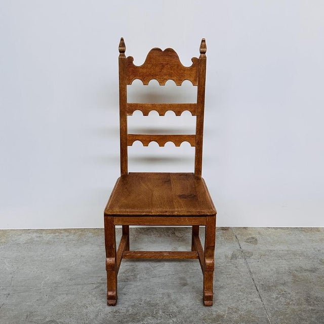 Vintage Oak High-Back Dining Chairs, Set of 6 For Sale - Image 12 of 14