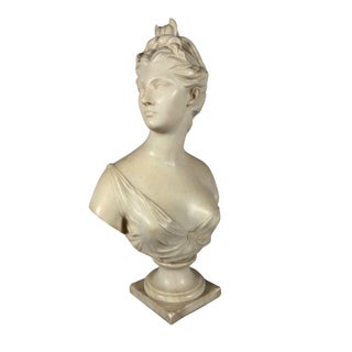 White marble sculpture, bust of Diana after Jean-Antoine Houdon (1741-1828) For Sale