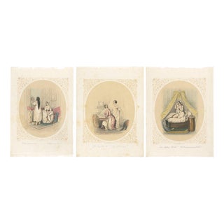 Bülow, Set of Three Erotic Boudoir Lithographs, 1850, Lithograph For Sale