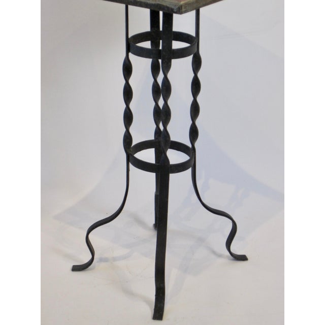1950s TileTop Plant Stand Table With Twisted Wrought Iron Base Chairish