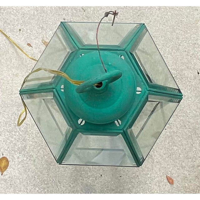 Vintage Hexagonal Hanging Lantern Solid Brass Foyer Pendant Light For Sale - Image 14 of 14