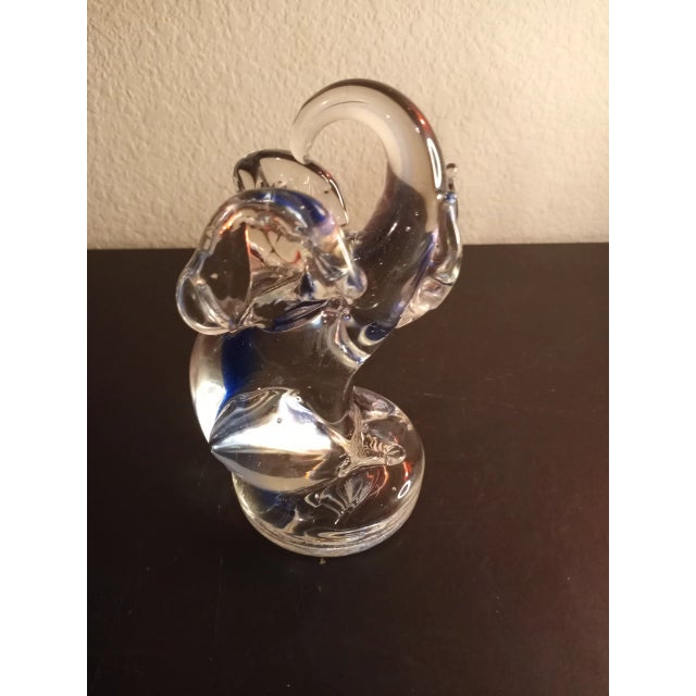 1980s 1980s Clear With Blue Hue Art Glass Trunk Up Elephant Figurine For Sale - Image 5 of 7