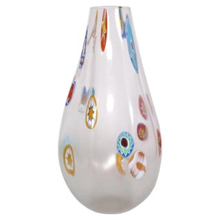 Italian Venetian Blown Murano Glass Vase with Murrine by Gino Cenedese, 1950s For Sale