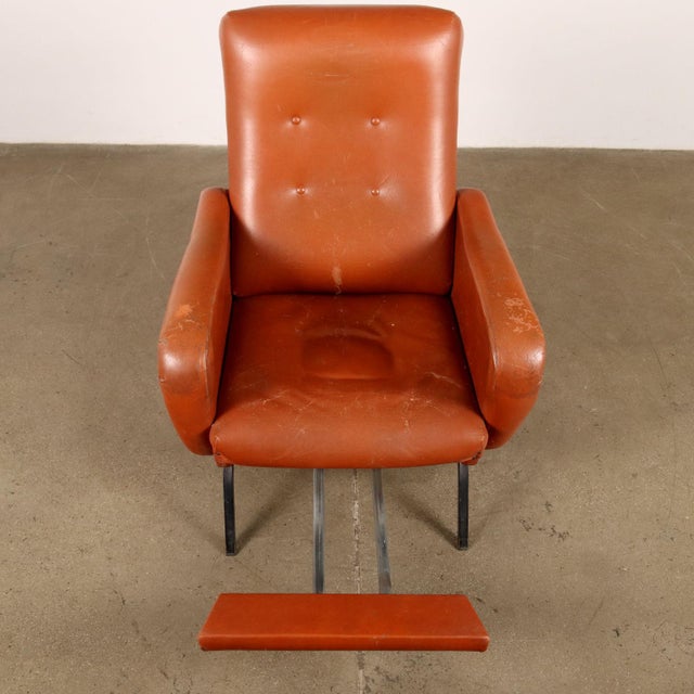 Metal Vintage Armchair in Foam, Upholstery, Leatherette & Metal, 1970s For Sale - Image 7 of 14