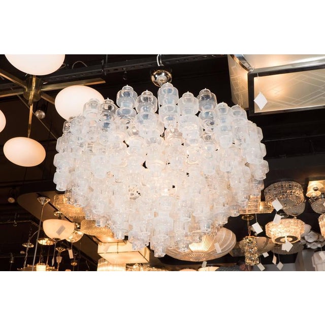 Modernist Opalescent and Clear Murano Glass Barbell Chandelier For Sale In New York - Image 6 of 10