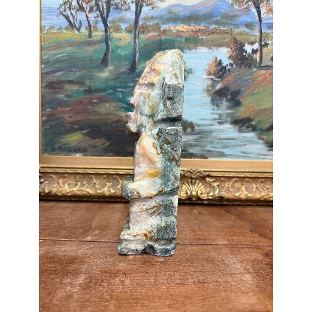 Onyx 1970s Hand-Carved Possibly Onyx Stone Statue - Unique Tribal-Inspired Figurine For Sale - Image 8 of 10