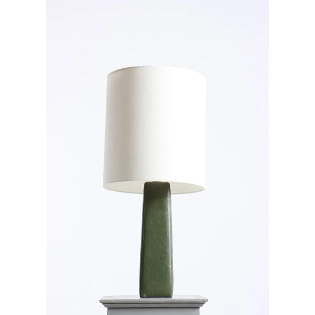 Mid-Century Modern Midcentury Table Lamp in Patinated Leather, Made in Sweden For Sale - Image 3 of 5