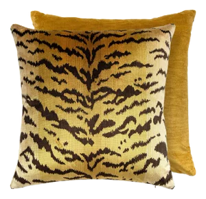 The House of Scalamandré Tigre/velvet Pillow, Gold, 22 X 22