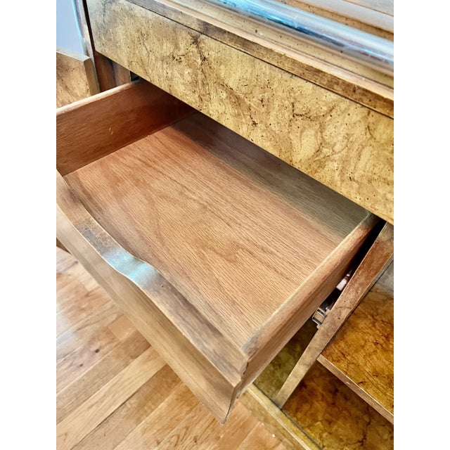 Brown Midcentury Hollywood Regency Expandable Burl Wood Server For Sale - Image 8 of 13