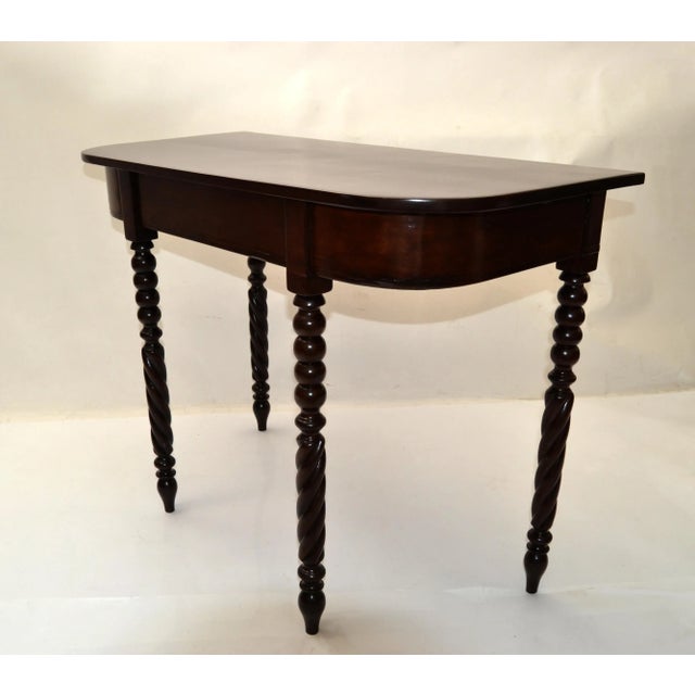 19th Century Brown Finish Console or Hallway Table Vanity Turned Tapered Legs For Sale - Image 4 of 13