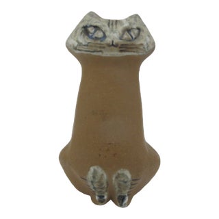 Lisa Larson Gustavsberg Sweden Lilla Zoo Series Sitting Cat Pottery Figurine For Sale