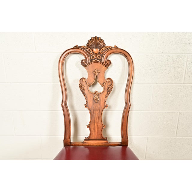 Berkey & Gay Antique Georgian Burled Walnut Side Chairs or Dining Chairs, Pair For Sale In South Bend - Image 6 of 13