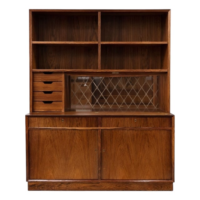 Danish Rosewood Cabinet System attributed to O. Bank Larsen for Skjern Furniture Factory, Denmark, 1960s, Set of 2 For Sale