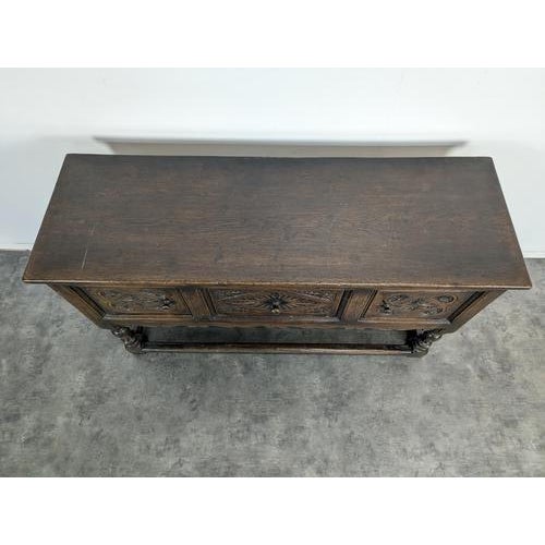 Rustic Rustic Carved Oak Serving Cart For Sale - Image 3 of 9