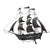 This vintage handcrafted metal ship model is constructed from tinplate, formed sheet metal, and wire rigging, reflecting...