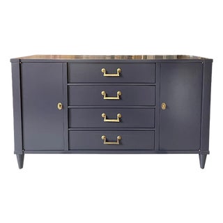 58" Finished 2 Door 4 Drawer Century Vintage Buffet For Sale