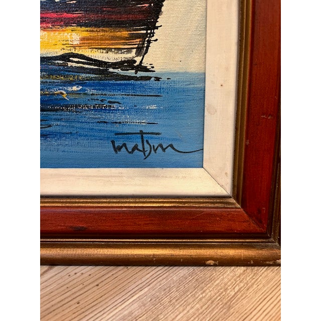 Blue Vintage Mid-Century Sailboat "Couch Painting" For Sale - Image 8 of 8