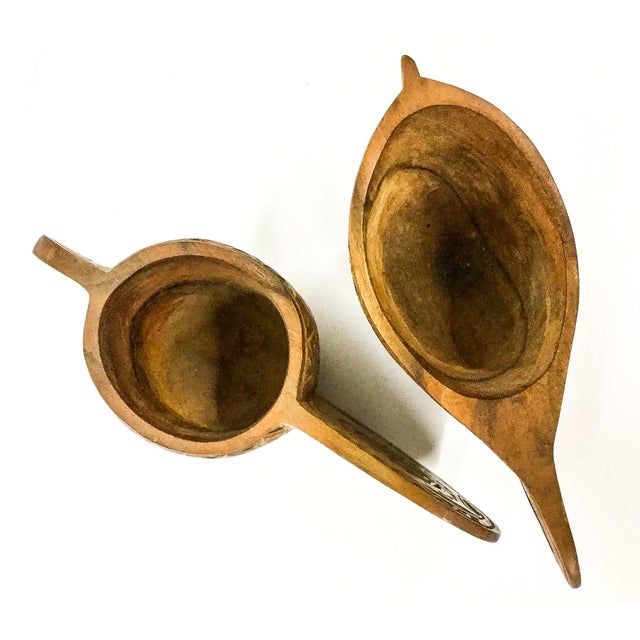 1970s Hand Wood Carved Vintage Ritual Cups - A Pair For Sale - Image 5 of 11