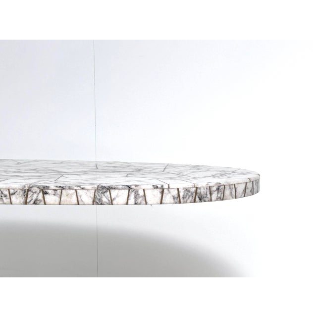 Mid-Century Dining Table with Oval Marble Mosaic Top For Sale - Image 4 of 14
