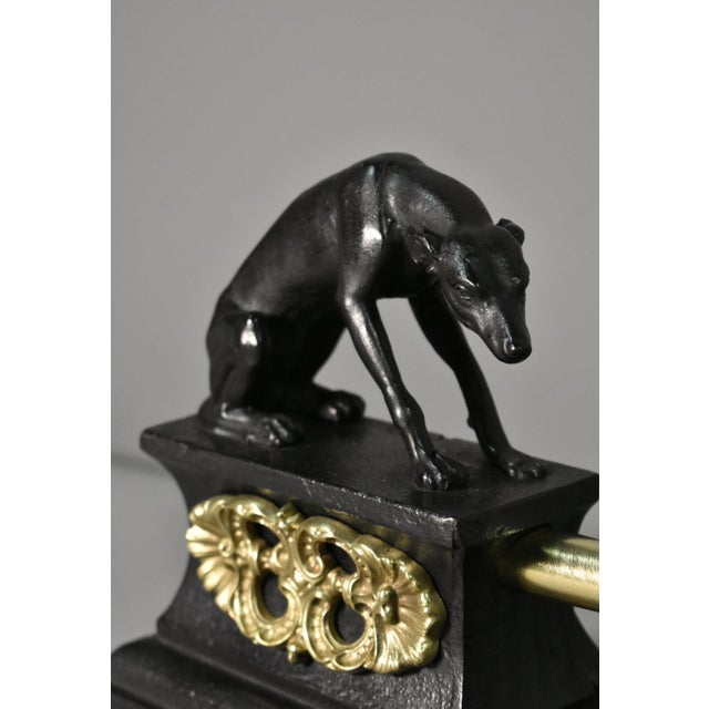 Antique French Fireplace Fender with Greyhounds in Bronze, 1800s For Sale - Image 10 of 17