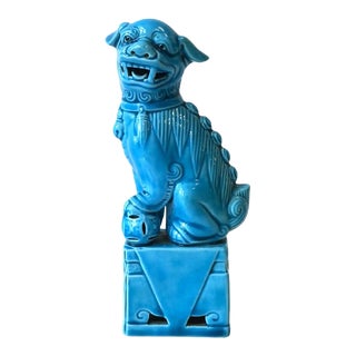 Blue Foo Lion Dog Decorative Object, Circa 1960s For Sale
