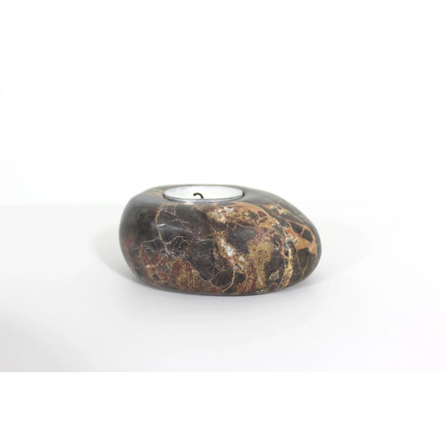 Mid-Century Modern Brown Marble Tea Light Holder For Sale - Image 4 of 8