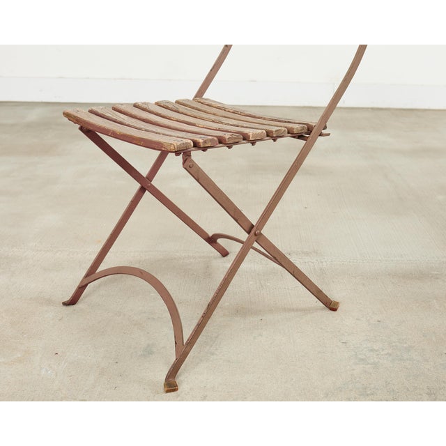 Set of Ten French Folding Iron Bistro Dining Chairs For Sale - Image 15 of 18