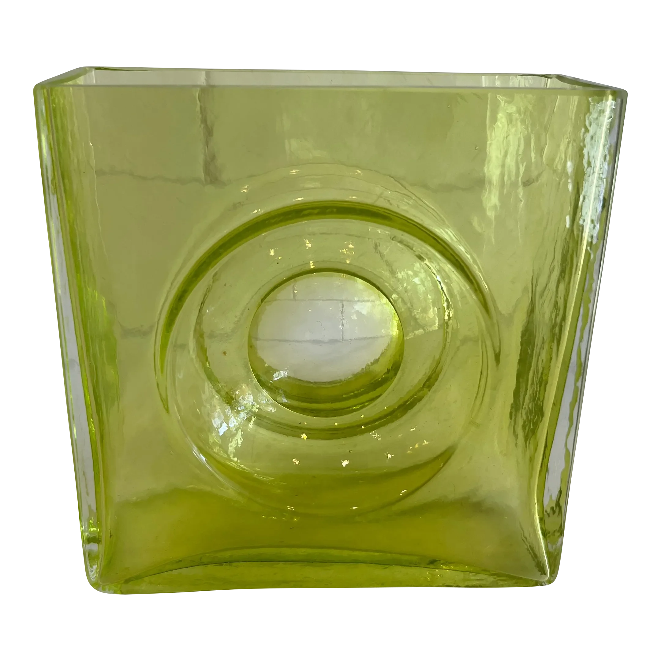 French Christian Tortu Diabolo Bright Green Glass Vase | Chairish
