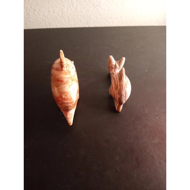 Art Deco Vintage Handcarved Solid Marble Dolphin Figurines- Set of 2 For Sale - Image 3 of 9