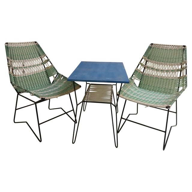 Braided Armchairs & Vertex Table, Czechoslovakia, 1960, Set of 3 For Sale - Image 13 of 13