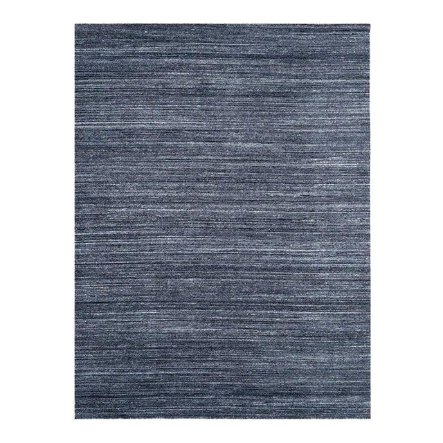 9x12 Gray Hand-Knotted Wool Striated Texture Geometric Modern Carpet Rug For Sale