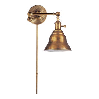 Chapman & Myers for Visual Comfort Signature Boston Swing Arm in Hand-Rubbed Antique Brass with SLE Shade For Sale