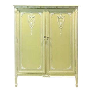 Vintage French Country Style Yellow Armoire For Sale