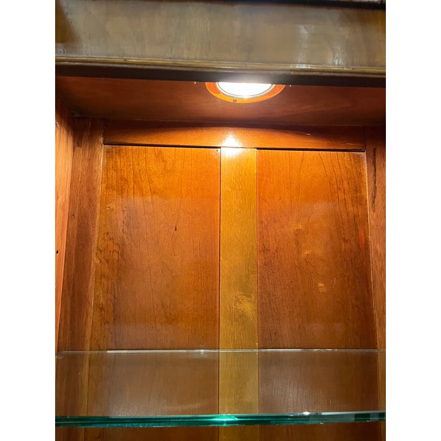 1990s Custom Mill House English Burl Walnut Architectural Breakfront For Sale - Image 9 of 12