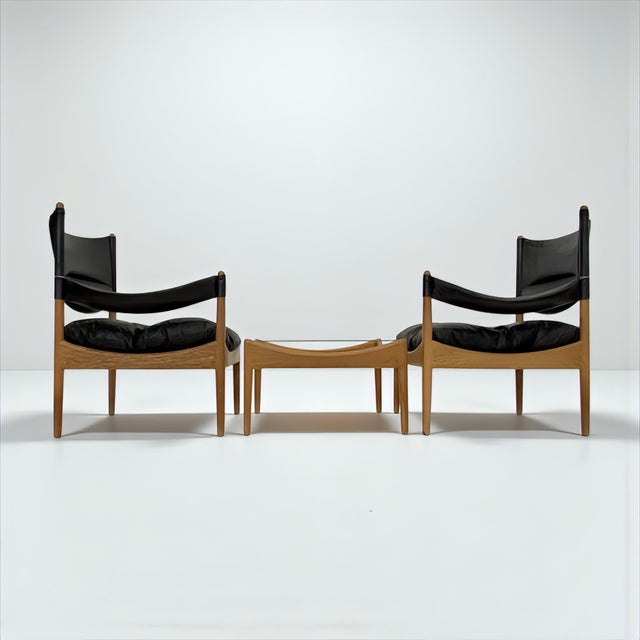 Wood Mid-Century Modus Armchair, Table & Stool in Oak by Kristian Solmer Vedel for Soren Willadsen, Denmark, 1960s, Set of 4 For Sale - Image 7 of 18
