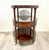English Vintage Leather-Topped Mahogany Three-Tier Oval Shaped Rolling Bar Cart With Drawer For Sale - Image 3 of 11