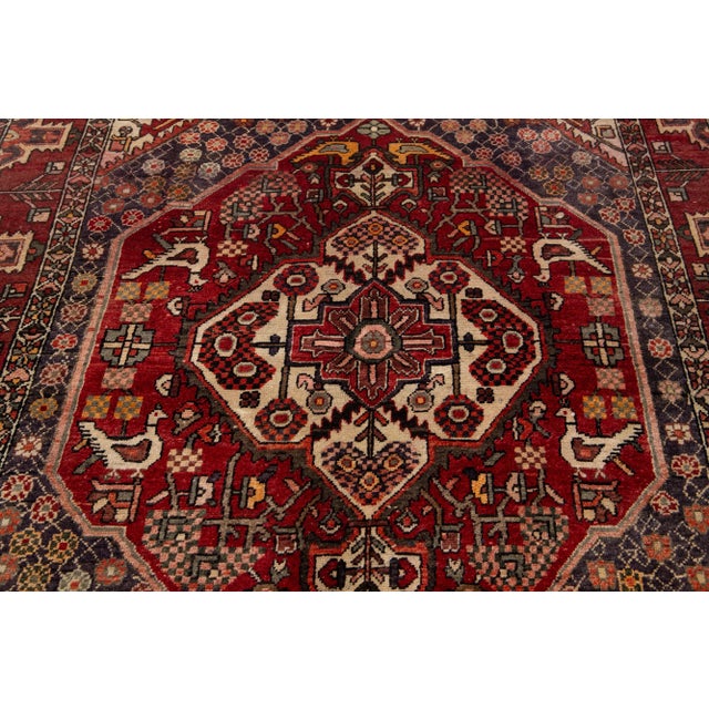Vintage Persian Bakhtiari Red Wool Rug With Alllover Design For Sale In New York - Image 6 of 8